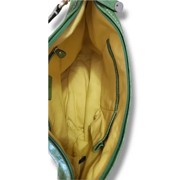 ANTONIO MELANI Green Hobo Y2K Crocodile Embossed Leather Shoulder Bag - Picture 7 of 13